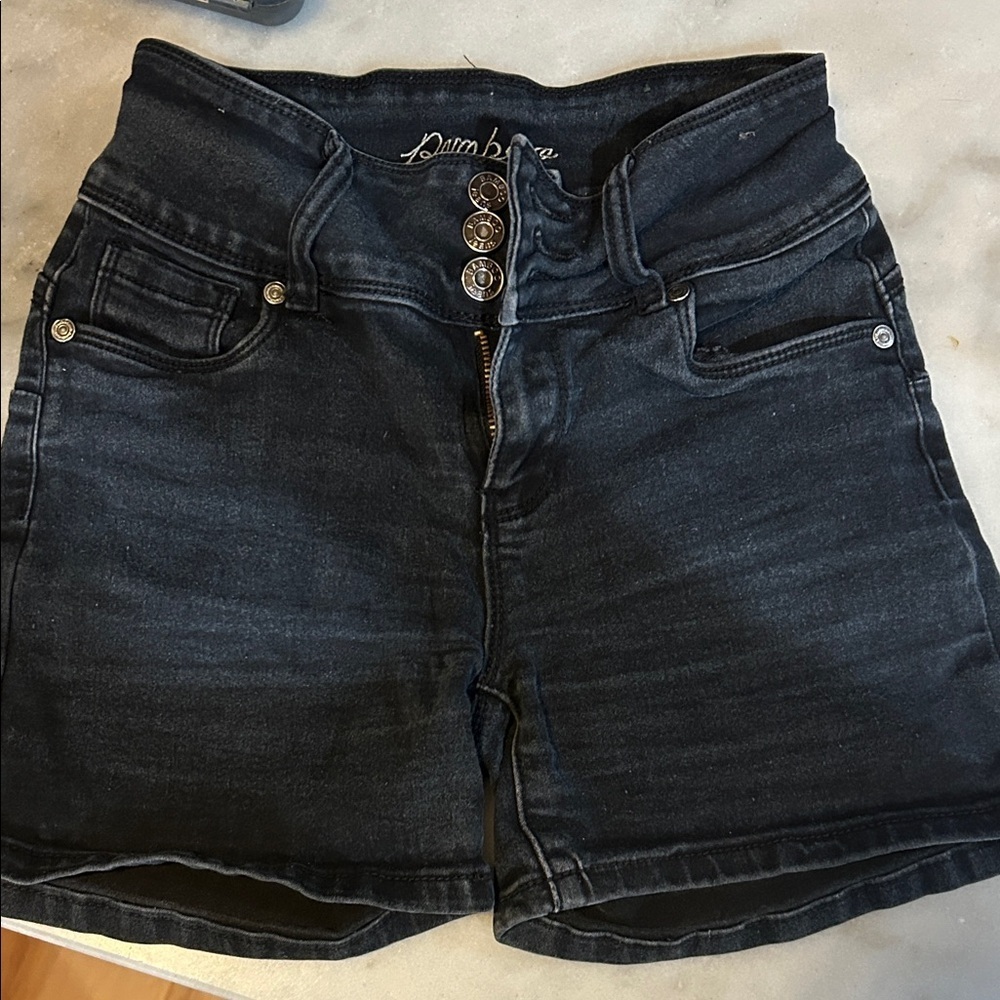 BAMBOO High Waist Dark Denim Shorts